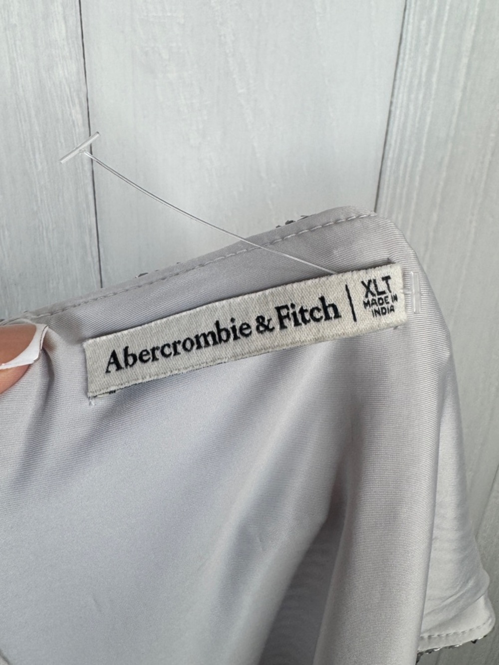 Abercrombie & Fitch Silver Sequin Plunge V-Neck Midi Dress - Picture 9 of 9